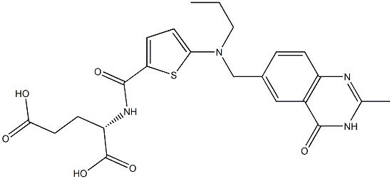 (2S)-2-[5-[N-Propyl-N-[[(3,4-dihydro-2-methyl-4-oxoquinazolin)-6-yl]methyl]amino]-2-thienylcarbonylamino]glutaric acid 구조식 이미지