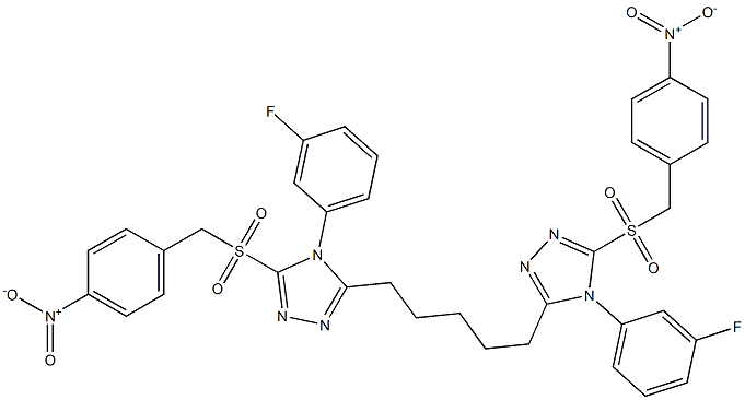 5,5'-(1,5-Pentanediyl)bis[4-(3-fluorophenyl)-3-(4-nitrobenzylsulfonyl)-4H-1,2,4-triazole] Structure