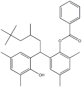 1-(2-Hydroxy-3,5-dimethylphenyl)-1-(2-benzoyloxy-3,5-dimethylphenyl)-3,5,5-trimethylhexane Structure