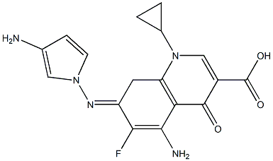 1-Cyclopropyl-4-oxo-5-amino-6-fluoro-7-(3-aminopyrrolizino)-1,4-dihydroquinoline-3-carboxylic acid 구조식 이미지