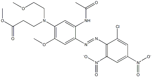 2'-(2-Chloro-4,6-dinitrophenylazo)-4'-methoxy-5'-[N-(2-methoxycarbonylethyl)-N-(2-methoxyethyl)amino]acetanilide 구조식 이미지