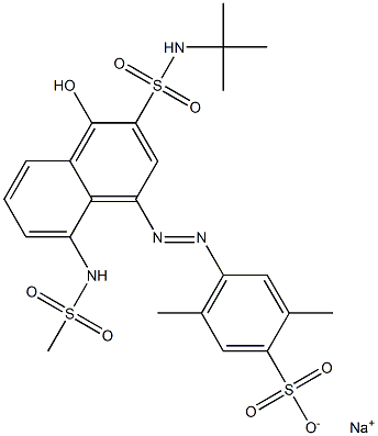 4-[3-(N-tert-Butylsulfamoyl)-4-hydroxy-8-methylsulfonylamino-1-naphtylazo]-2,5-dimethylbenzenesulfonic acid sodium salt 구조식 이미지