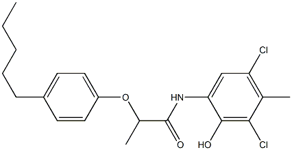 2-[2-(4-Pentylphenoxy)propanoylamino]-4,6-dichloro-5-methylphenol Structure