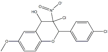 3-Chloro-3,4-dihydro-4-hydroxy-3-nitro-2-(4-chlorophenyl)-6-methoxy-2H-1-benzopyran Structure