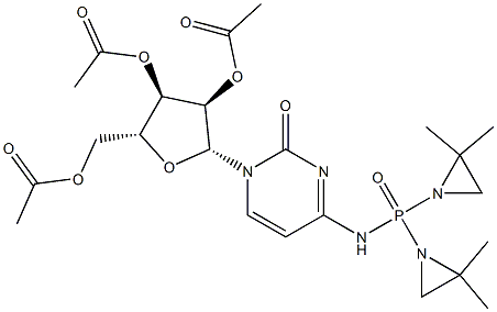 2'-O,3'-O,5'-O-Triacetyl-N-[bis(2,2-dimethyl-1-aziridinyl)phosphinyl]cytidine Structure