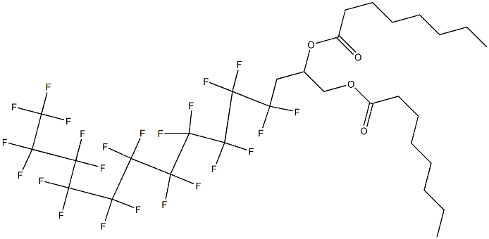 Dioctanoic acid 4,4,5,5,6,6,7,7,8,8,9,9,10,10,11,11,12,12,13,13,14,14,14-tricosafluoro-1,2-tetradecanediyl ester Structure