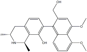 (1R,3R)-1,3-Dimethyl-7-[2-(hydroxymethyl)-4,5-dimethoxy-1-naphtyl]-8-hydroxy-1,2,3,4-tetrahydroisoquinoline 구조식 이미지