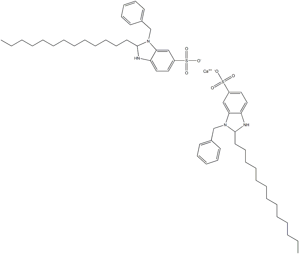 Bis(1-benzyl-2,3-dihydro-2-tridecyl-1H-benzimidazole-6-sulfonic acid)calcium salt 구조식 이미지