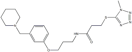 N-[3-[3-(Piperidinomethyl)phenoxy]propyl]-3-[(1-methyl-1H-tetrazol-5-yl)thio]propanamide 구조식 이미지