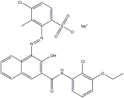 4-Chloro-3-methyl-2-[[3-[[(2-chloro-3-ethoxyphenyl)amino]carbonyl]-2-hydroxy-1-naphtyl]azo]benzenesulfonic acid sodium salt Structure