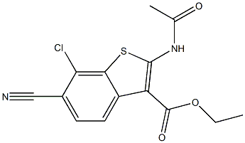 2-(Acetylamino)-6-cyano-7-chlorobenzo[b]thiophene-3-carboxylic acid ethyl ester 구조식 이미지