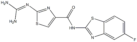 2-[(Diaminomethylene)amino]-N-(5-fluorobenzothiazol-2-yl)thiazole-4-carboxamide 구조식 이미지