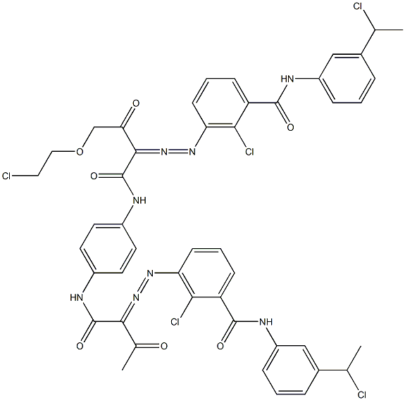 3,3'-[2-[(2-Chloroethyl)oxy]-1,4-phenylenebis[iminocarbonyl(acetylmethylene)azo]]bis[N-[3-(1-chloroethyl)phenyl]-2-chlorobenzamide] Structure