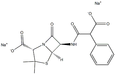 6-(2-Carboxy-2-phenylacetylamino)penicillanic acid disodium salt 구조식 이미지