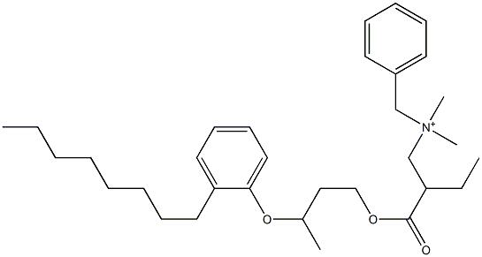 N,N-Dimethyl-N-benzyl-N-[2-[[3-(2-octylphenyloxy)butyl]oxycarbonyl]butyl]aminium Structure