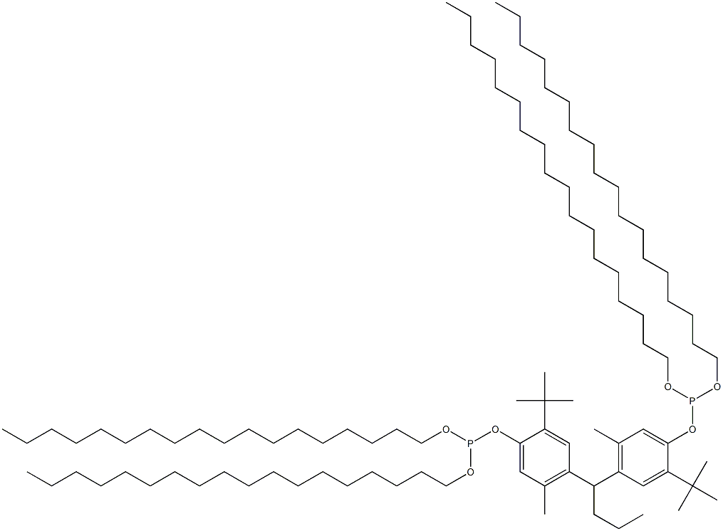 [Butylidenebis(2-tert-butyl-5-methyl-4,1-phenyleneoxy)]bis(phosphonous acid)tetraoctadecyl ester Structure