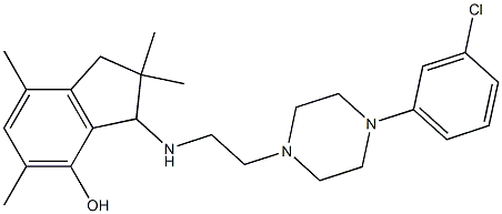 2,3-Dihydro-3-[2-[4-(3-chlorophenyl)-1-piperazinyl]ethylamino]-2,2,5,7-tetramethyl-1H-inden-4-ol 구조식 이미지