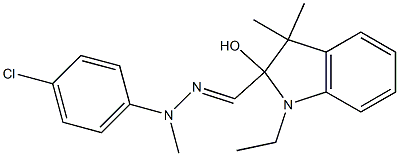 2-[2-(p-Chlorophenyl)-2-methylhydrazonomethyl]-1-ethyl-3,3-dimethylindolin-2-ol 구조식 이미지