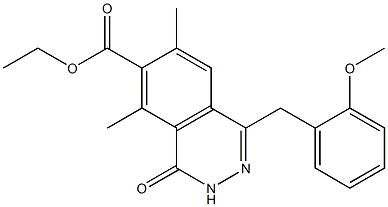 1-(2-Methoxybenzyl)-3,4-dihydro-4-oxo-5,7-dimethylphthalazine-6-carboxylic acid ethyl ester 구조식 이미지