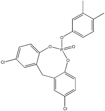 2,10-Dichloro-6-(3,4-dimethylphenoxy)-12H-dibenzo[d,g][1,3,2]dioxaphosphocin 6-oxide 구조식 이미지