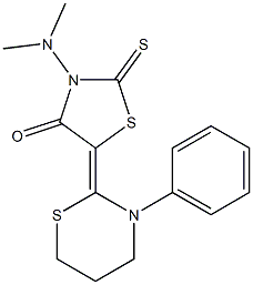 2-Thioxo-3-(dimethylamino)-5-[(tetrahydro-3-phenyl-2H-1,3-thiazin)-2-ylidene]thiazolidin-4-one 구조식 이미지