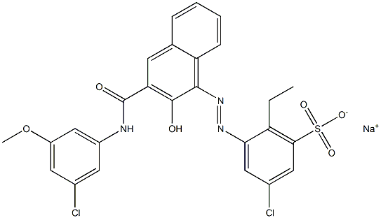 3-Chloro-6-ethyl-5-[[3-[[(3-chloro-5-methoxyphenyl)amino]carbonyl]-2-hydroxy-1-naphtyl]azo]benzenesulfonic acid sodium salt Structure