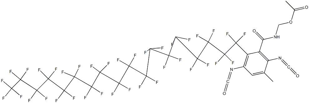 N-(Acetyloxymethyl)-2-(heptatriacontafluorooctadecyl)-3,6-diisocyanato-5-methylbenzamide 구조식 이미지