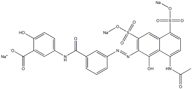 2-Hydroxy-5-[3-[[8-acetylamino-1-hydroxy-3,5-bis(sodiosulfo)-2-naphthalenyl]azo]benzoylamino]benzoic acid sodium salt Structure