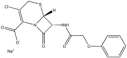 (6R,7R)-7-[(Phenoxyacetyl)amino]-3-chloro-8-oxo-5-thia-1-azabicyclo[4.2.0]oct-2-ene-2-carboxylic acid sodium salt 구조식 이미지