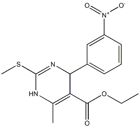 1,4-Dihydro-6-methyl-2-methylthio-4-(3-nitrophenyl)pyrimidine-5-carboxylic acid ethyl ester 구조식 이미지