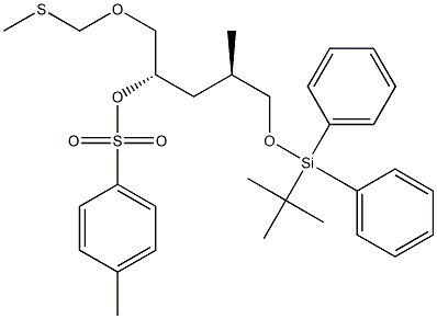 4-Methylbenzenesulfonic acid (1S,3R)-1-(methylthiomethoxymethyl)-3-methyl-4-(tert-butyldiphenylsiloxy)butyl ester 구조식 이미지