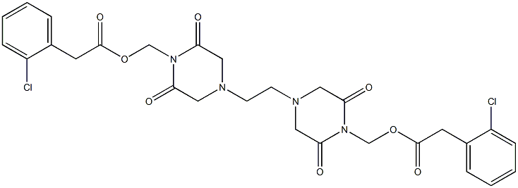 4,4'-Ethylenebis(2,6-dioxopiperazine-1-methanol)bis(2-chlorophenylacetate) 구조식 이미지