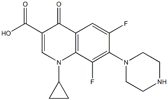 1-Cyclopropyl-4-oxo-6,8-difluoro-7-piperazino-1,4-dihydroquinoline-3-carboxylic acid 구조식 이미지