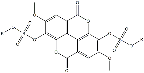 3,8-Bis(potassiooxysulfonyloxy)-2,7-dimethoxy[1]benzopyrano[5,4,3-cde][1]benzopyran-5,10-dione Structure