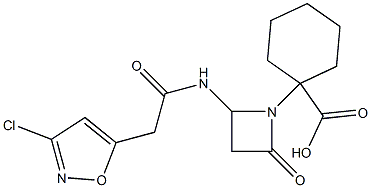 1-[2-Oxo-4-[2-(3-chloroisoxazol-5-yl)acetylamino]azetidin-1-yl]cyclohexane-1-carboxylic acid 구조식 이미지