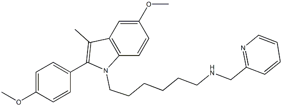 5-Methoxy-2-(4-methoxyphenyl)-3-methyl-1-[6-[(2-pyridinylmethyl)amino]hexyl]-1H-indole 구조식 이미지