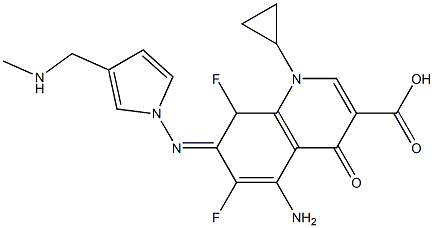 1-Cyclopropyl-1,4-dihydro-4-oxo-5-amino-6,8-difluoro-7-[3-(methylaminomethyl)pyrrolizino]quinoline-3-carboxylic acid Structure