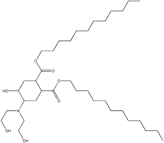 5-Hydroxy-4-[bis(2-hydroxyethyl)amino]-1,2-cyclohexanedicarboxylic acid didodecyl ester Structure