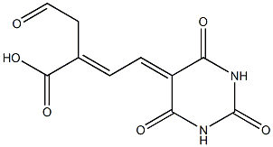 2-(2-Oxoethyl)-4-[(hexahydro-2,4,6-trioxopyrimidin)-5-ylidene]-2-butenoic acid 구조식 이미지