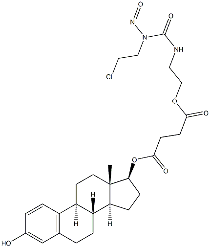 (17S)-Estra-1,3,5(10)-triene-3,17-diol 17-[4-[2-[[[nitroso(2-chloroethyl)amino]carbonyl]amino]ethoxy]-4-oxobutyrate] 구조식 이미지