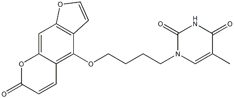 4-[4-[(1,2,3,4-Tetrahydro-5-methyl-2,4-dioxopyrimidin)-1-yl]butyloxy]-7H-furo[3,2-g][1]benzopyran-7-one 구조식 이미지