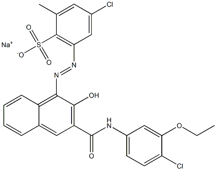 4-Chloro-2-methyl-6-[[3-[[(4-chloro-3-ethoxyphenyl)amino]carbonyl]-2-hydroxy-1-naphtyl]azo]benzenesulfonic acid sodium salt Structure