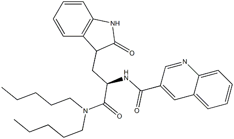 (R)-3-[(2,3-Dihydro-2-oxo-1H-indol)-3-yl]-2-(3-quinolinylcarbonylamino)-N,N-dipentylpropanamide 구조식 이미지