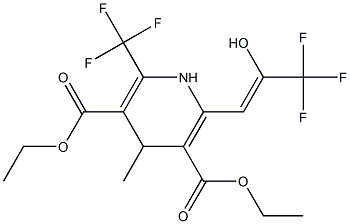 1,4-Dihydro-4-methyl-2-(3,3,3-trifluoro-2-hydroxy-1-propenyl)-6-(trifluoromethyl)-3,5-pyridinedicarboxylic acid diethyl ester Structure