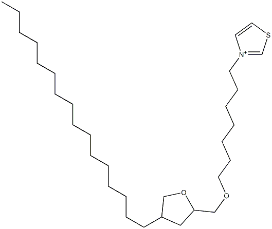 3-[7-[[Tetrahydro-4-hexadecylfuran]-2-ylmethoxy]heptyl]thiazolium Structure