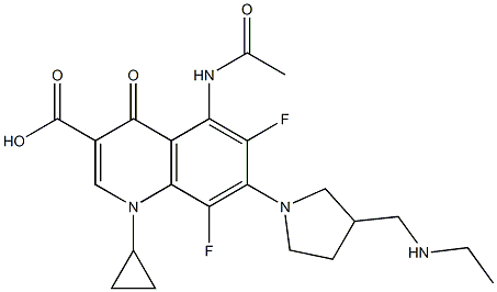 1,4-Dihydro-1-cyclopropyl-6,8-difluoro-5-(acetylamino)-7-[3-[(ethylamino)methyl]pyrrolidin-1-yl]-4-oxoquinoline-3-carboxylic acid Structure