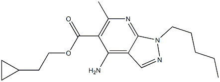 1-Pentyl-4-amino-6-methyl-1H-pyrazolo[3,4-b]pyridine-5-carboxylic acid 2-cyclopropylethyl ester Structure