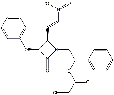 (3S,4R)-1-(2-Chloroacetoxy-2-phenylethyl)-3-phenoxy-4-(2-nitrovinyl)azetidin-2-one 구조식 이미지