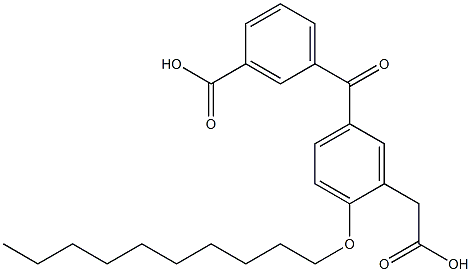 2-(Decyloxy)-5-[3-carboxybenzoyl]benzeneacetic acid 구조식 이미지