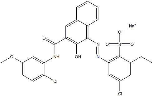 4-Chloro-2-ethyl-6-[[3-[[(2-chloro-5-methoxyphenyl)amino]carbonyl]-2-hydroxy-1-naphtyl]azo]benzenesulfonic acid sodium salt Structure